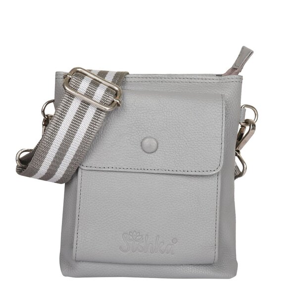 Leather Grey Crossbody Shoulder Bag for Men & Women –Sling Bag for Daily Use - Picture 1 of 10